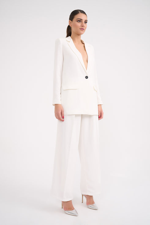 High Waist Pleated Straight Trousers